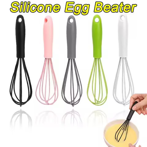 Kitchen Silicone Whisk Non-Slip Egg Beater Milk Frother Kitchen Utensil 17x4cm Kitchen Silicone Egg Beater Tool Easy To Clean