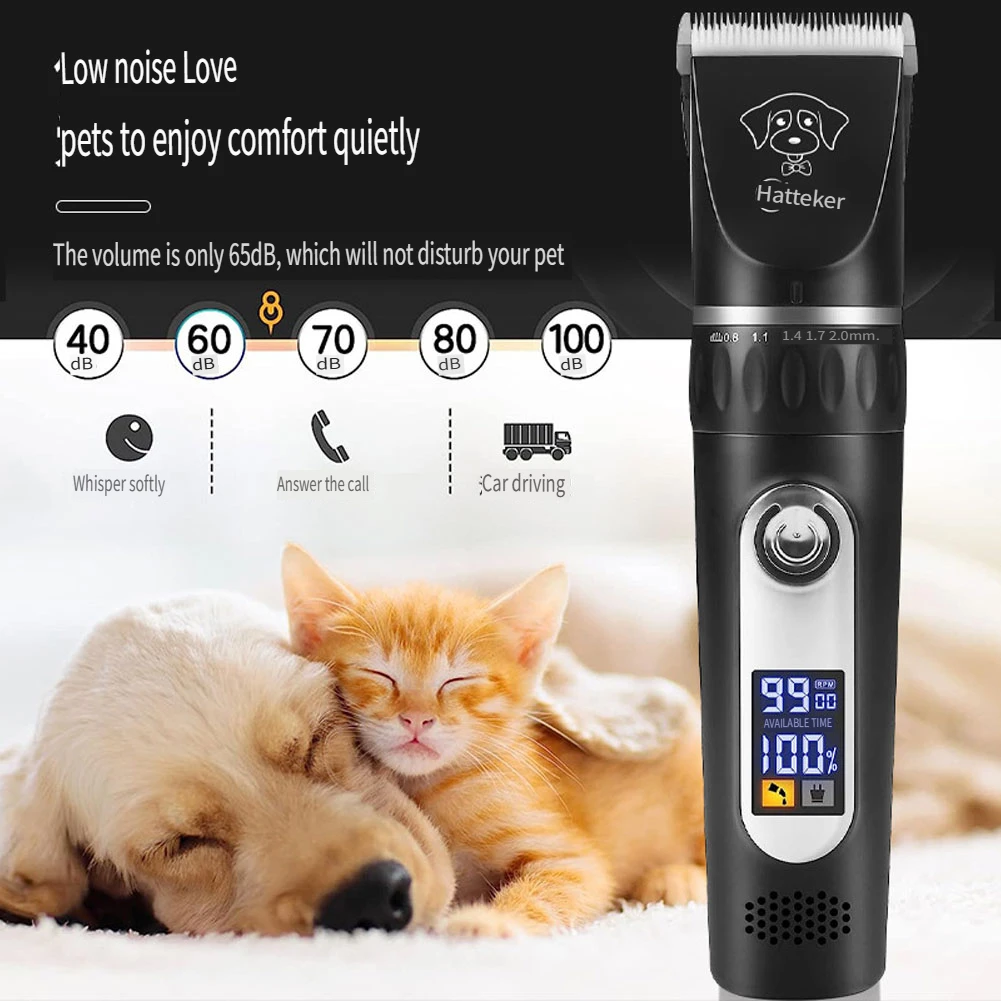 Hatteker Professional Pet Shaver Cats Dogs Hair Cutter Trimmer Dog Grooming Kit Rechargeable Electrical Animal Pet Clippers