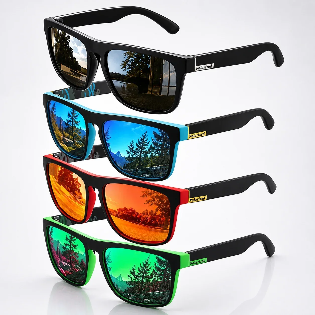 1/3/4 Stück polarisierte Sonnenbrillen mit UV400-TAC-Gläsern, klassische quadratische Retro-Fahrbrillen zum Angeln, Wandern, Outdoor-Aktivitäten – Detail 2