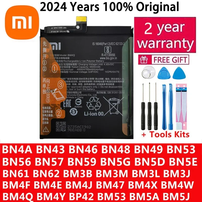 Original Battery Xiaomi Mi Redmi Note Pocophone Poco F1 F2 F3 3 3S X3 4 4X K40 5 6 7 8 8T 9 9A 9C 9T 10 10S 10T 11 12T Pro Lite