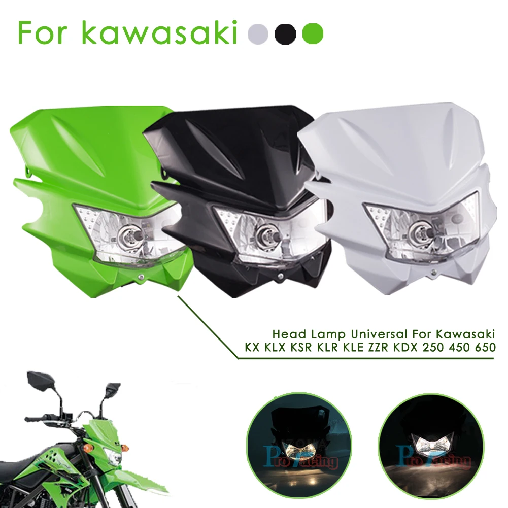 Motorcycle Headlight Universal Headlamp Light For Kawasaki KX KLX ZZR KDX 110 125 250 300 450 500 501 Enduro Off Road Pit Bike