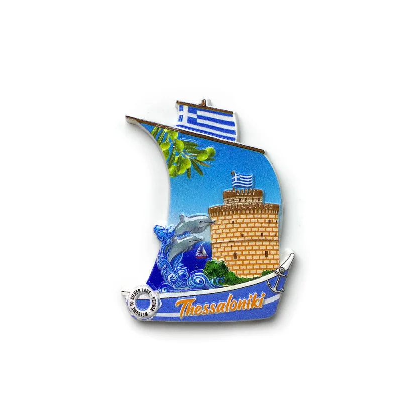 

Thessaloniki, Greece Creative Ship Architecture Cultural and Creative Magnetic Fridge Magnets Travel Souvenirs Home Decorations