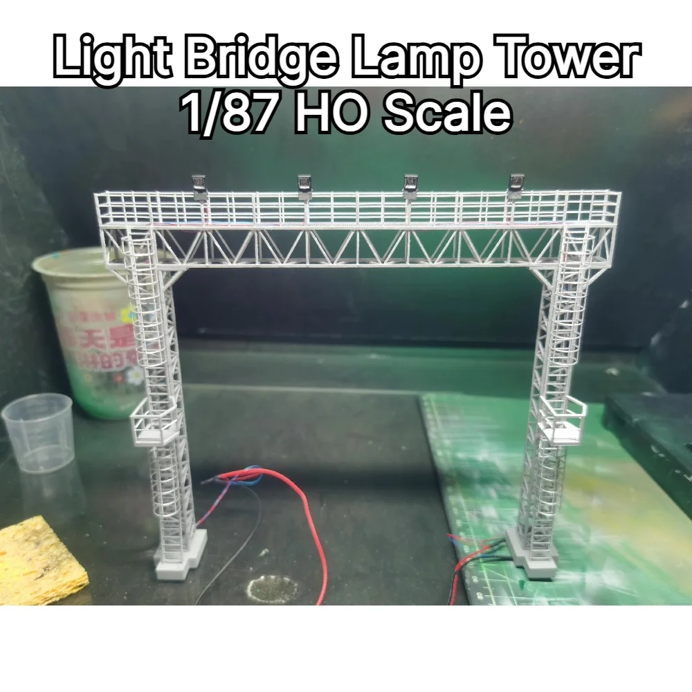 Model Railroad Yard Light Bridge Lamp Tower 1/87 HO Scale custom Train Layout Diorama Station Scenery Scene Building Accessory
