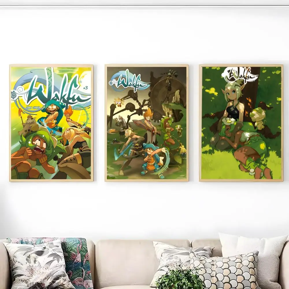 لعبة فيديو جميلة W-wakfu ملصق مقاوم للماء قماش الفن التجاعيد الحرة الجدار الشنق للمنزل غرفة المعيشة ديكور غرفة نوم