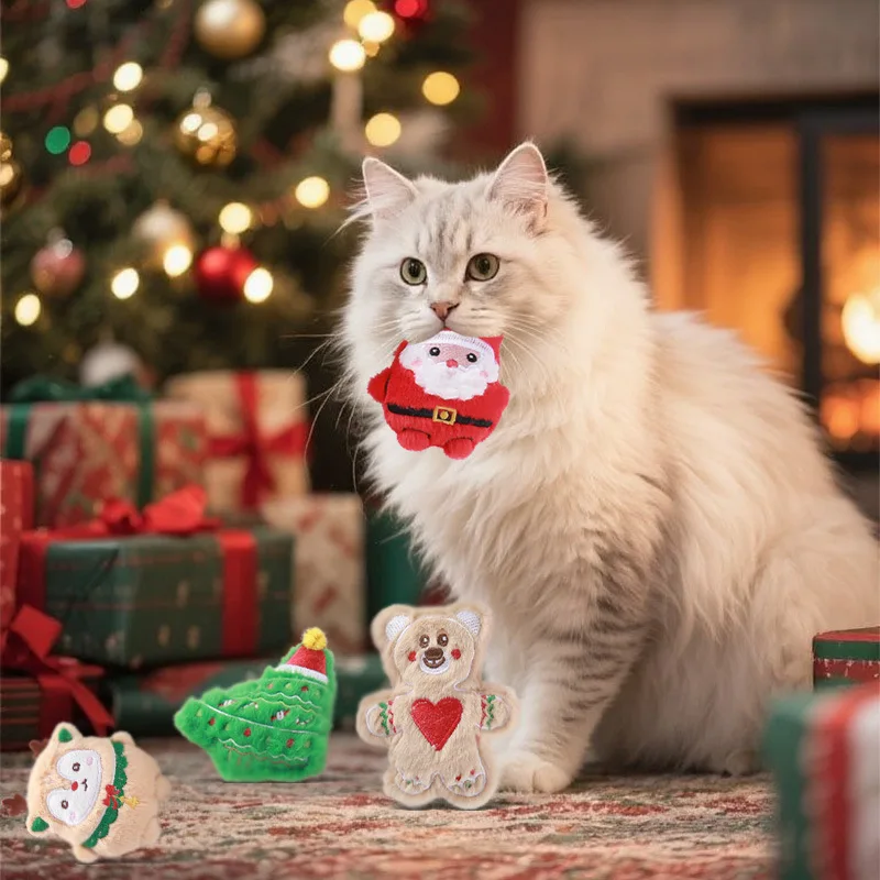 

Pet Christmas Plush Sound Toy Thorn Bear Snowman Christmas Tree Toy Puppy Dog Stuff Products Toys for Small Dogs Accessories