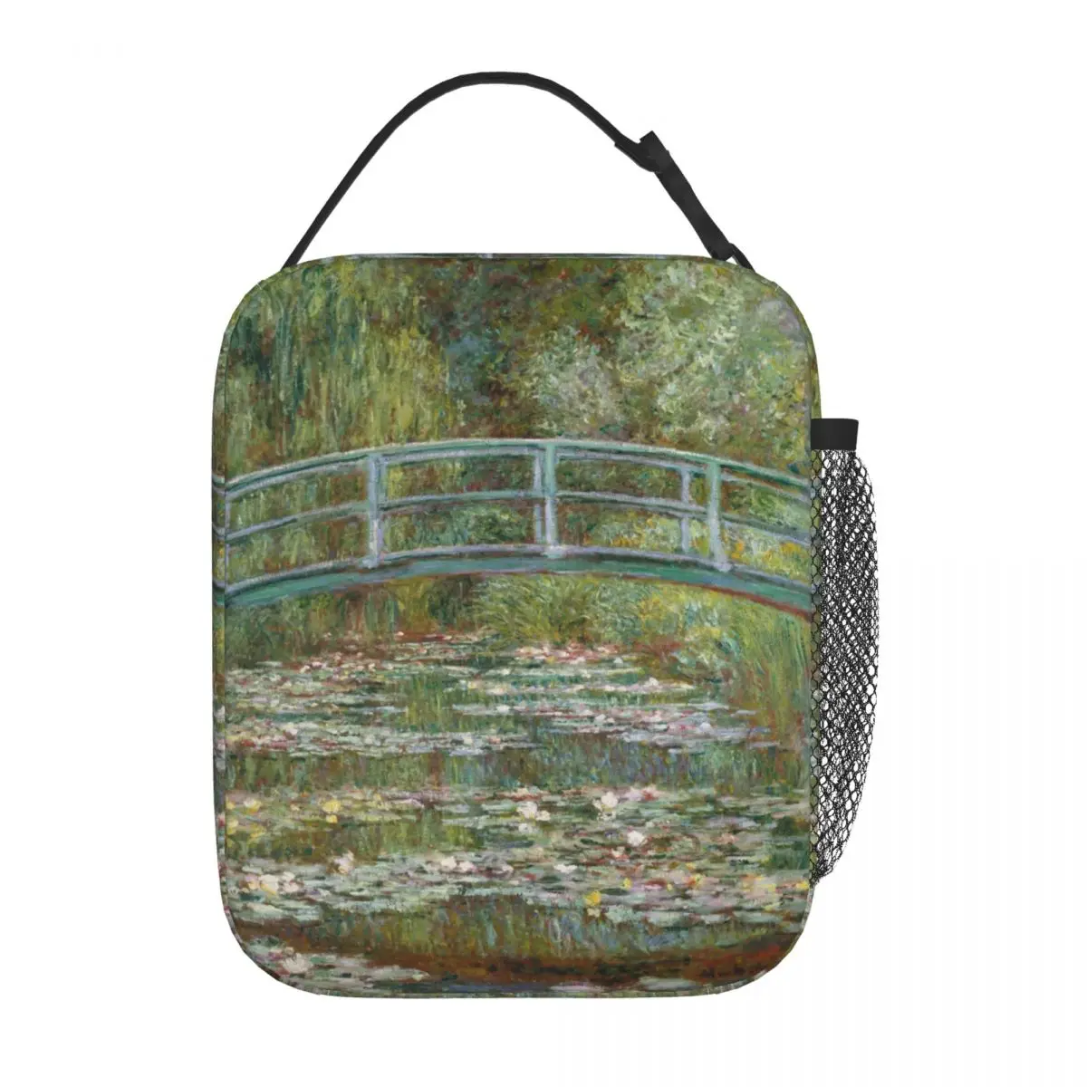 Claude Monet Bridge Over A Pond Of Water Lilies Accessories Insulated Lunch Bag French Impressionist Oil Painting Lunch Box