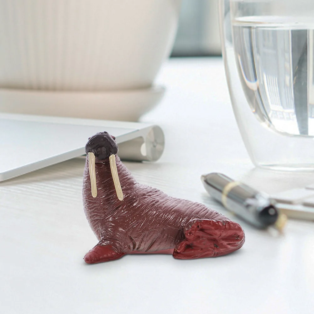 

2 Pcs Mini Sea Creatures Aquarium Walrus Statue Decor Marine Animal Models Realistic Artificial Figurines Miniature Figures