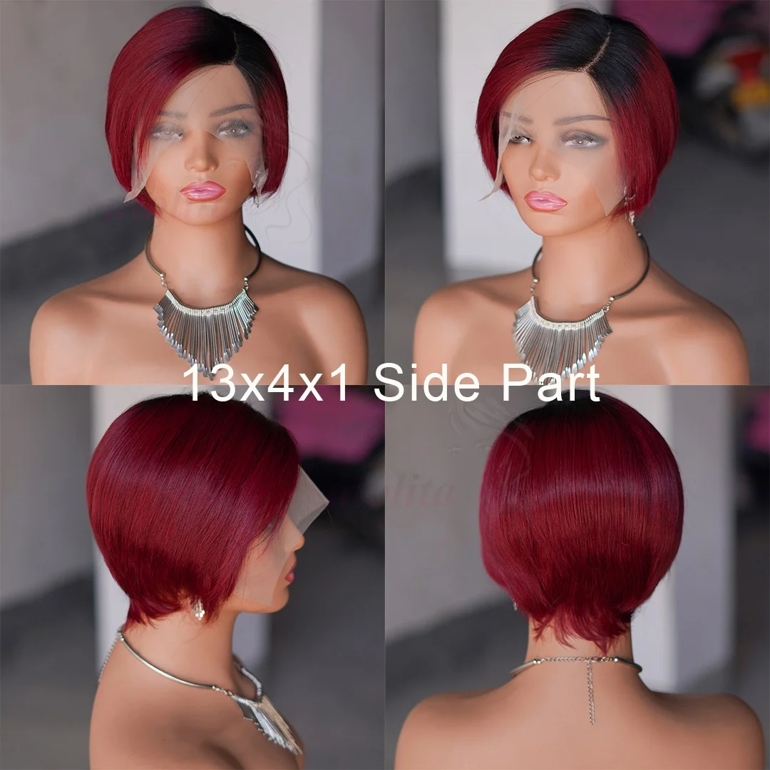 99JPixie Cut 13x4 Transparente Lace-Front-Perücken für Frauen, kurze Bob-Perücke, Inidan, vorgezupfte Lace-Frontal-Perücke aus Echthaar, 200 Dichte – Detail 26