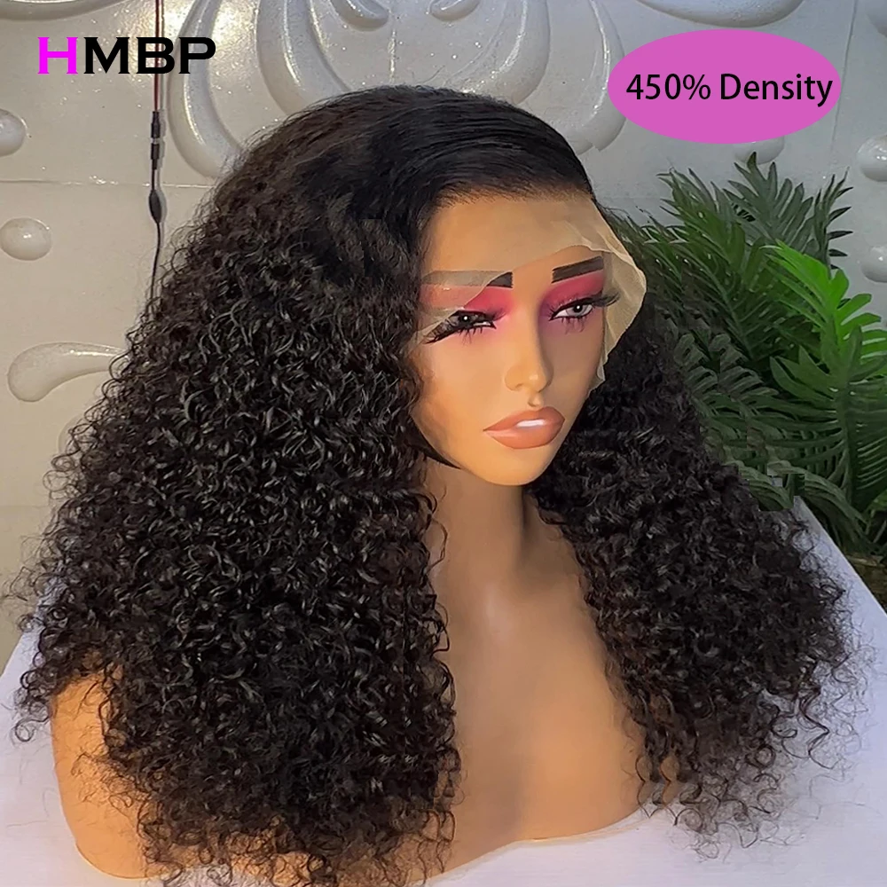 450 Density Kinky Curly Wig Human Hair 13x6 Hd Transparent Lace Frontal Wig Human Hair PrePlucked Baby Human Hair Wigs For Woman