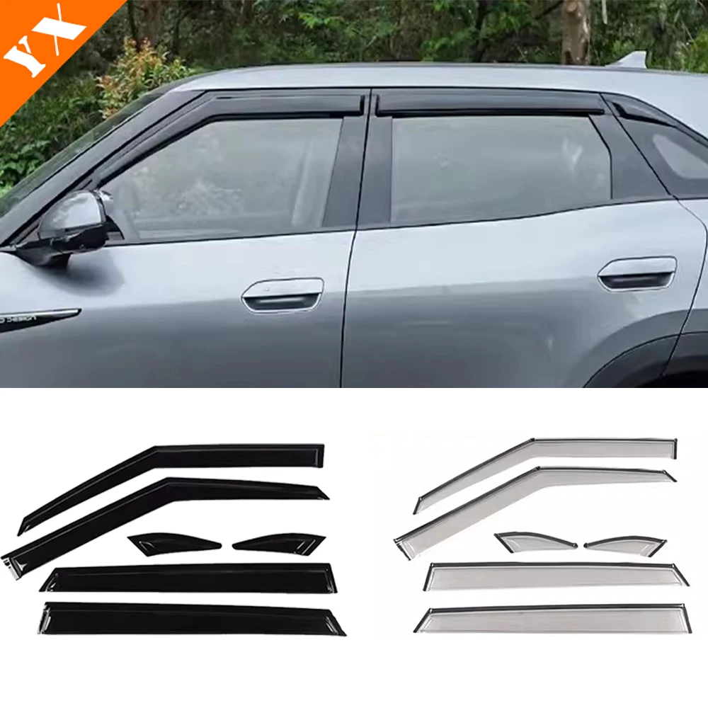 

For BYD YUAN UP 2024-2025 Chrome Trim Car Window Sun Shade Anti Rain Decoration Black Protector Sticker Cover Garnish