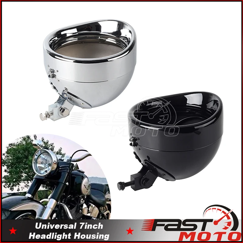 

7Inch LED Motorcycle Headlight Housing Cover Light 7" Lighthouse Shell For Harley Heritage Fat Boy Softail Street Bob Cafe Racer