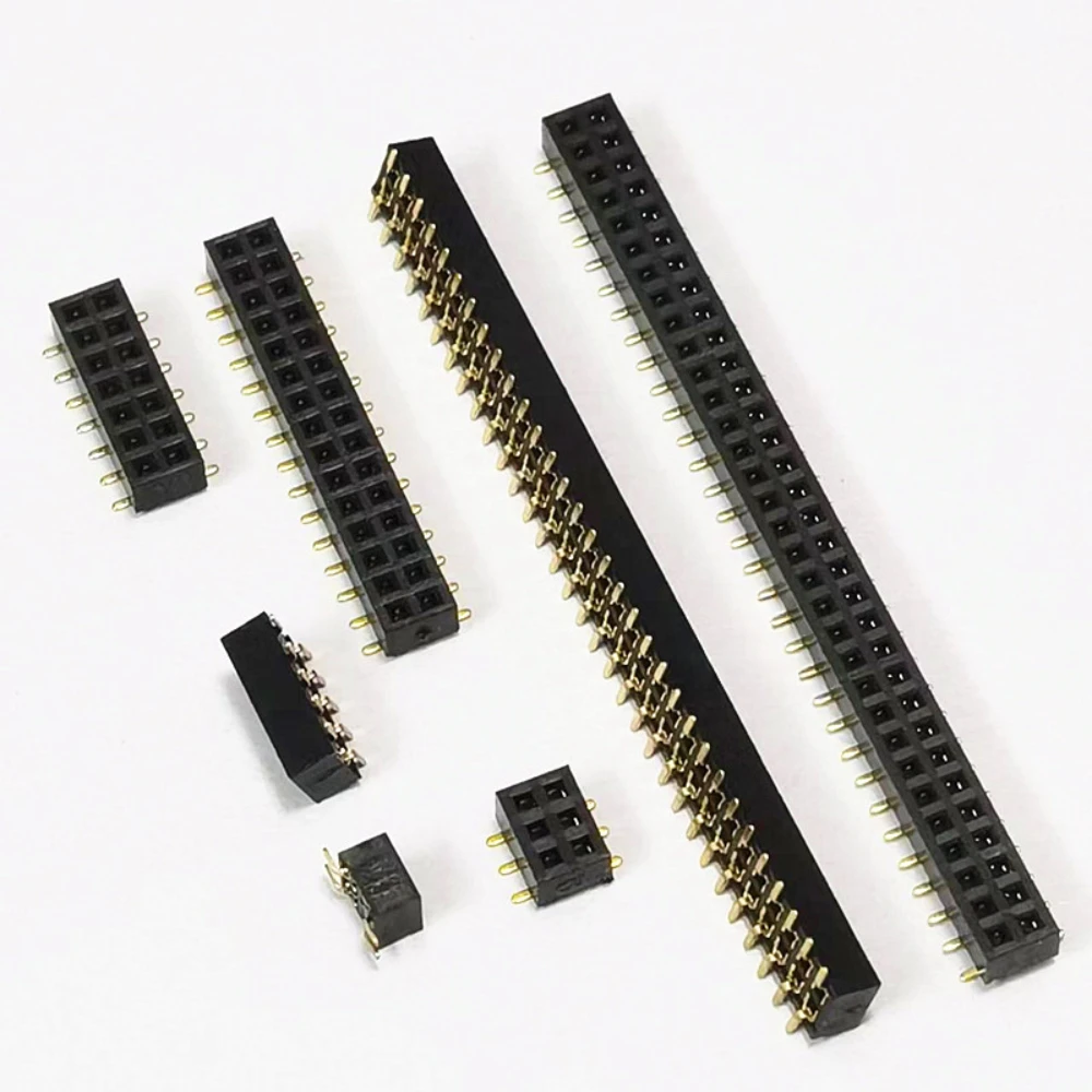 100pcs 1.27mm SMD Double Row Short Version PH2.0mm Female Socket 2x3/4/5P/6-50P Gold SMT PCB female Pin Header Connector