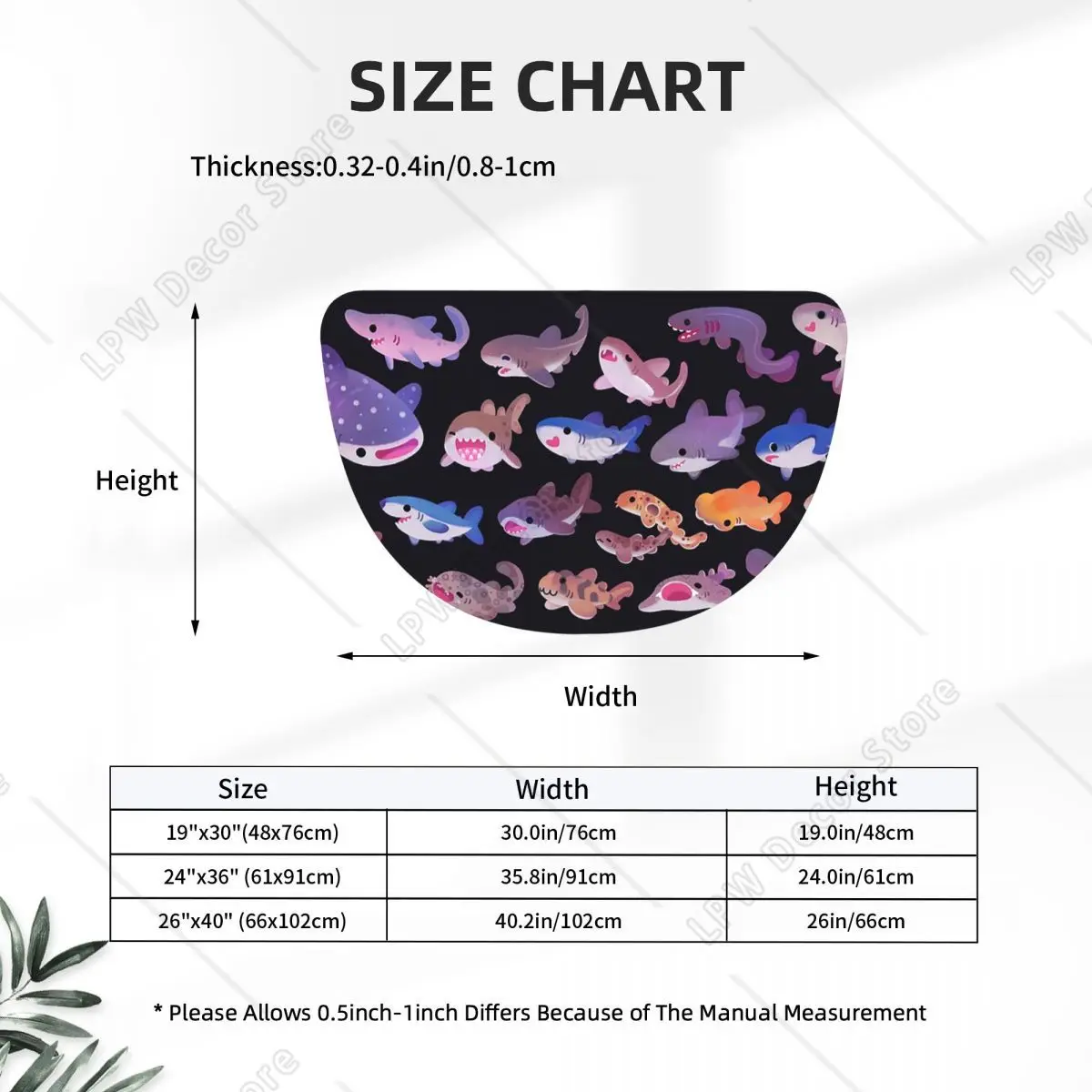 Shark Day Soft Flannel Half Round Doormat Non Slip Bathroom Mat Absorbent Floor Carpet for Garage