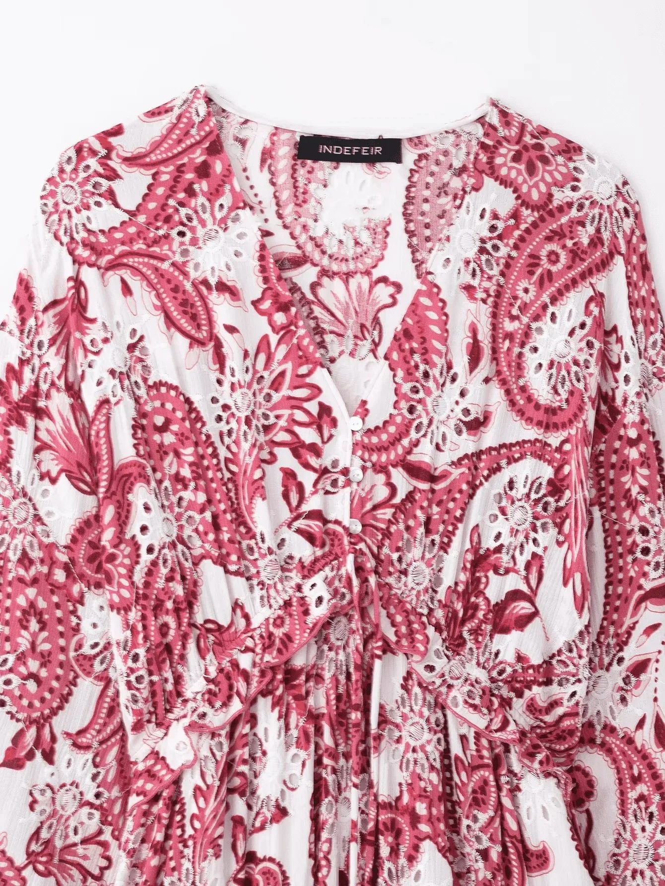 Estate nuove donne scava fuori abito ricamo abito longuette moda abiti lunghi larghi manica lunga stile vacanza abiti femminili