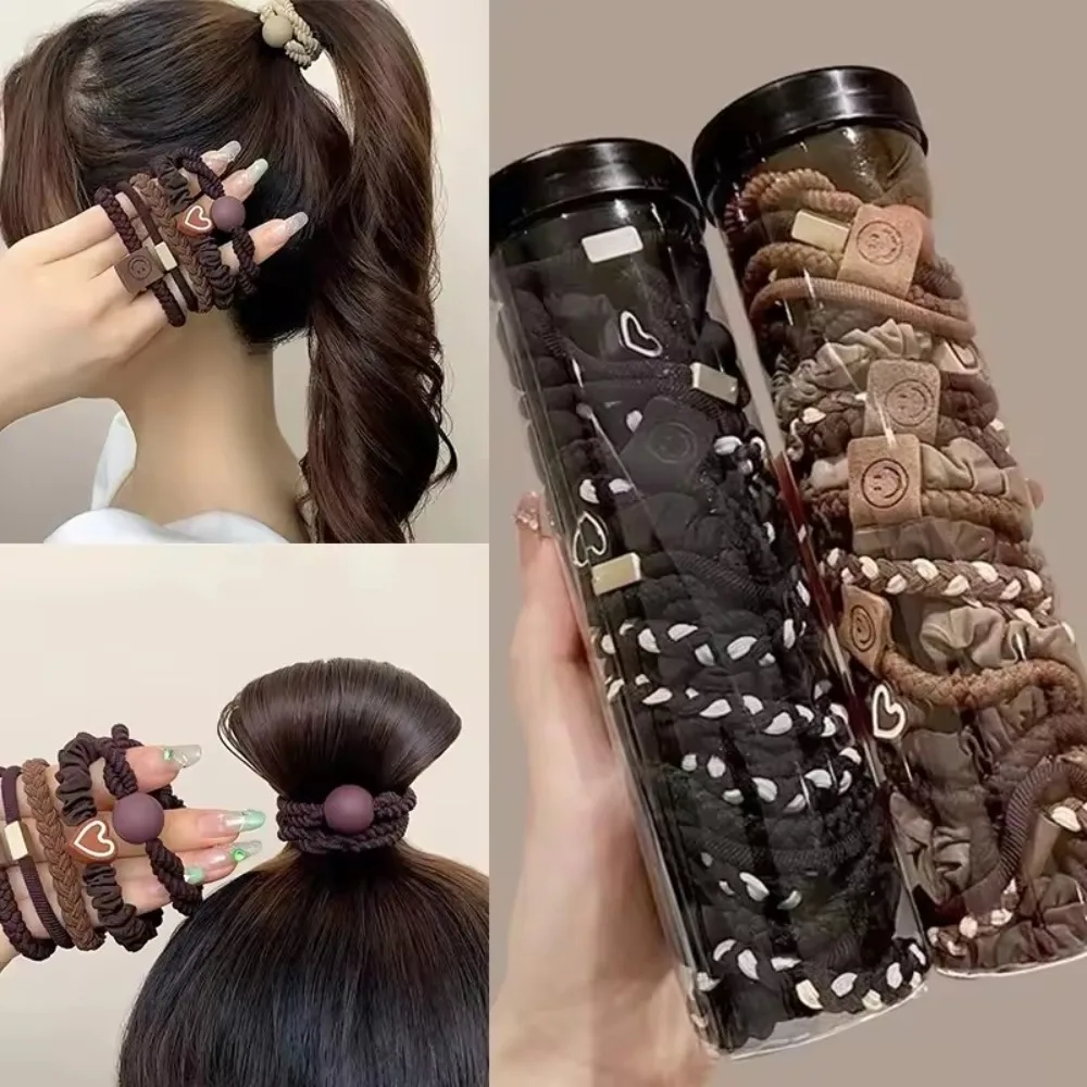 10 Stück Hochelastische und Langlebige Gummibänder Einfaches Hochpferdeschwanz-Haarband Damen-Haarband Gemischte Stile Haar-Dekorations-Set