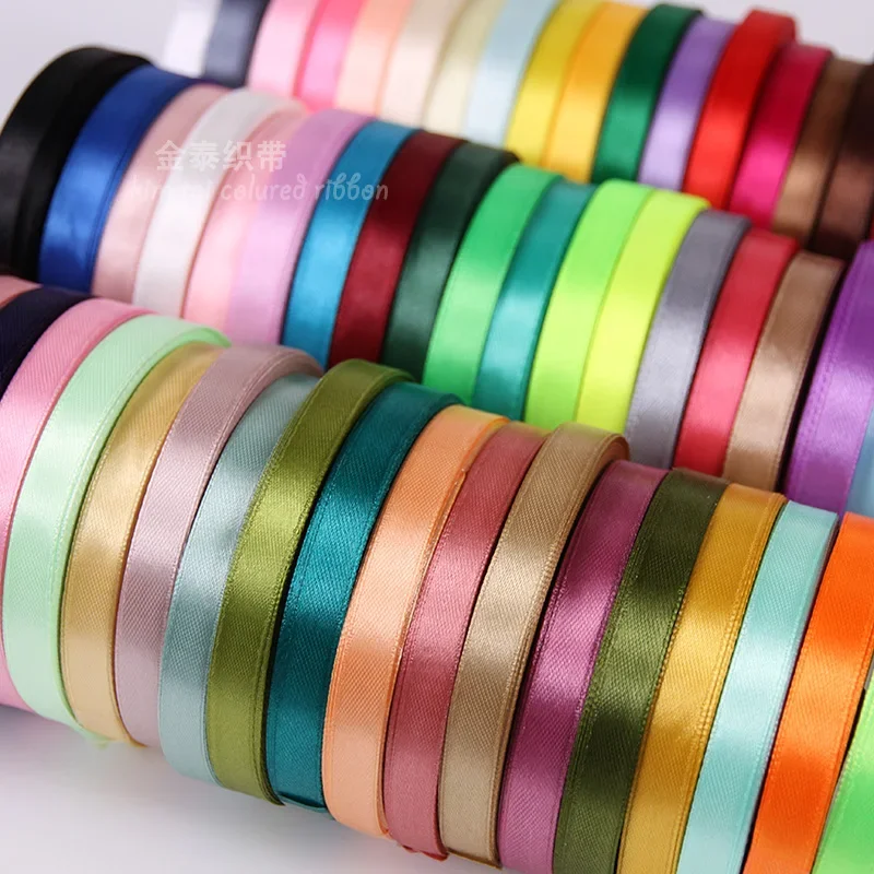 10mm Satin Ribbon DIY Sewing Handmade Crafts Supplies Black White Beige Pink Red Blue Green Purple Christmas Decoration Tape