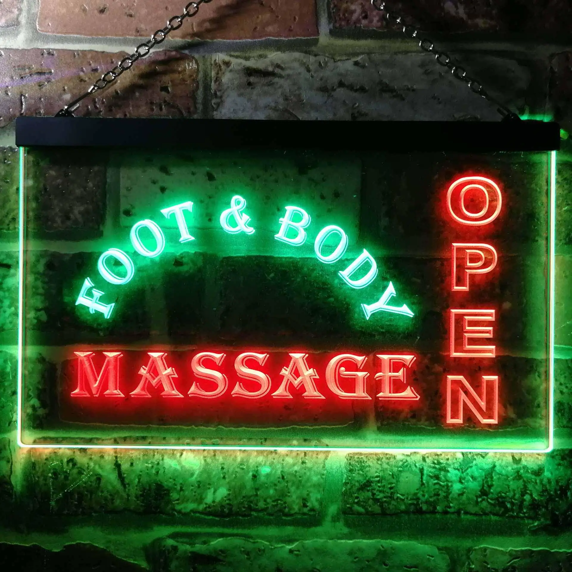 

Foot & Body Massage Open Dual Color Led Neon Sign st6-i0252