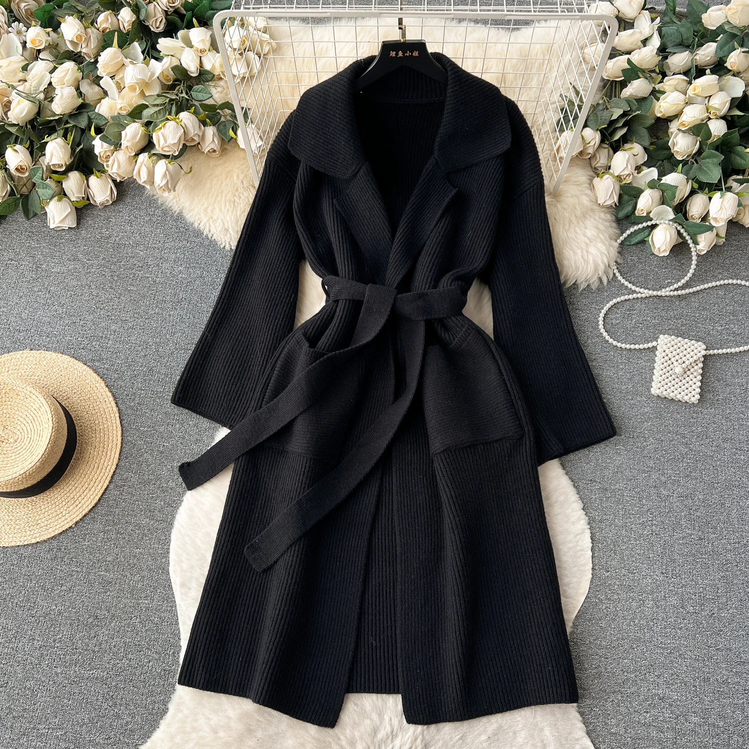 

2024 Autumn And Winter New Women's Clothing High-End Temperament Medium Long Cardigan Sweater Lazy Style Jacket For Women