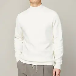 Japanese Trend Fashion Autumn Winter Sweaters Men Solid Mock Neck Thicken Smart Casual Long Sleeve Slim Pullovers Knitted Tops