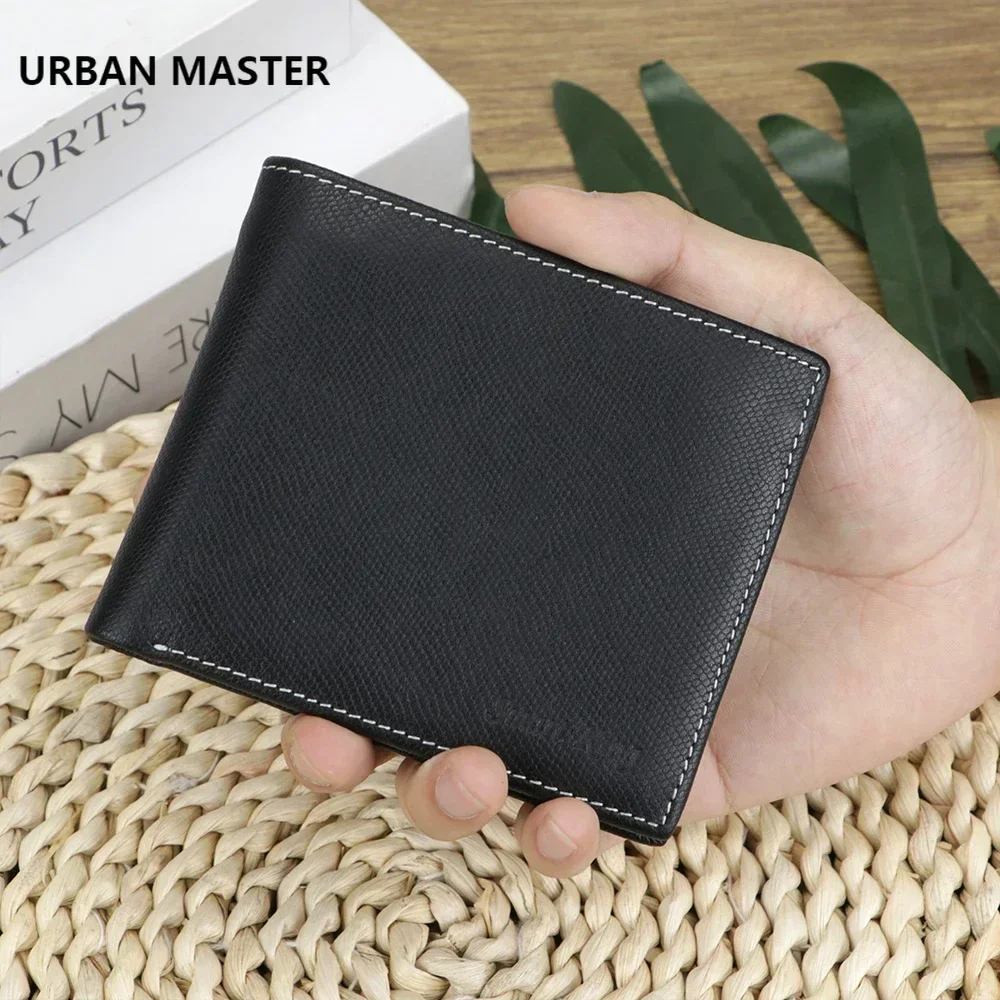 

URBAN MASTER Solid Color Short Wallets for Men Genuine Leather Bifold Wallet Multiple Slot Card Holder Coin Purse 2233