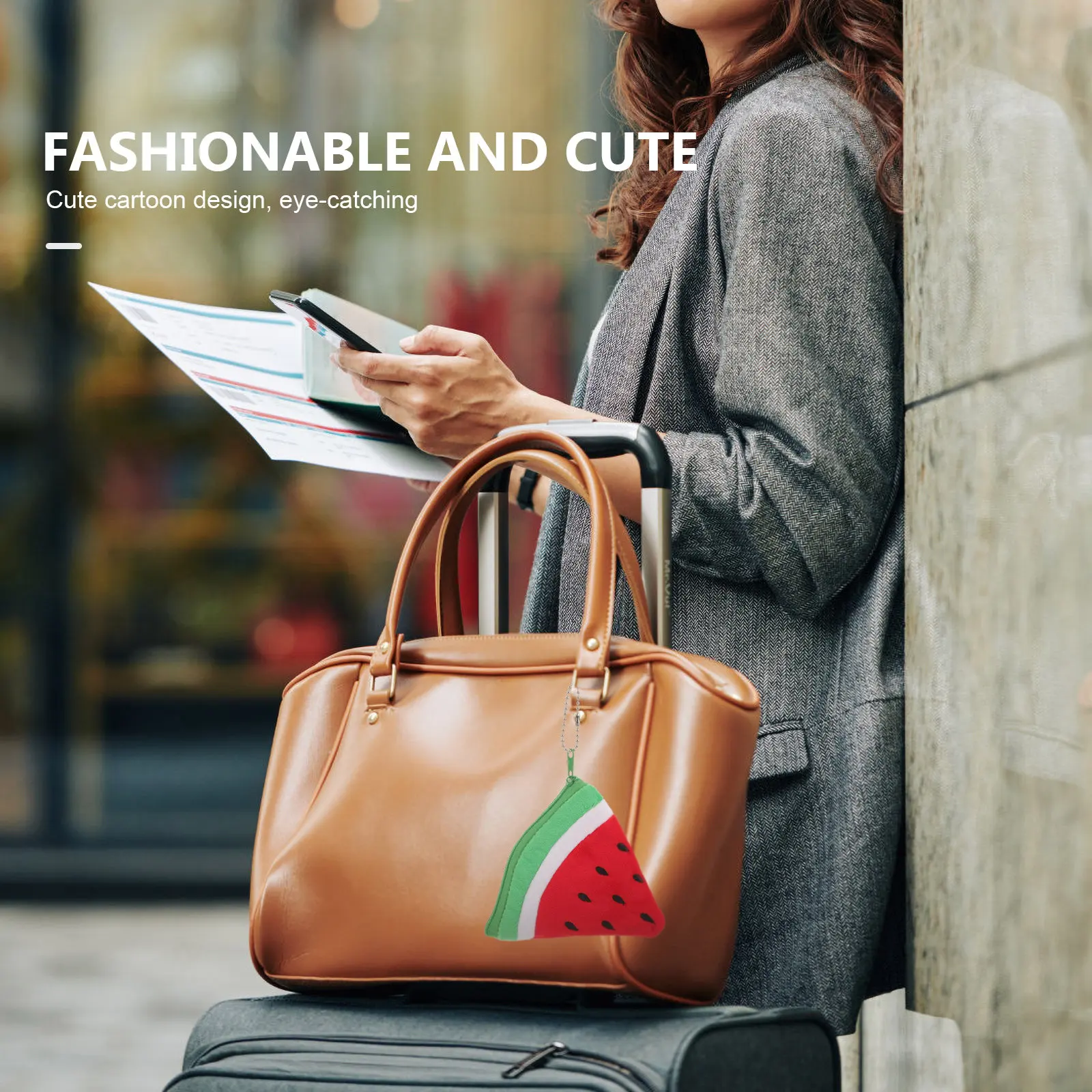 

Модный кошелек-брелок в форме арбуза для женщин, мягкий на ощупь, маленькая монетница на молнии, компактный дизайн, дорожный держатель для монет на каждый день