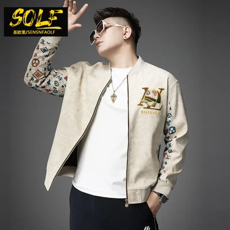 2025 spring and autumn high-end light luxury splicing jacket men's jacket baseball jersey casual top men's jacket