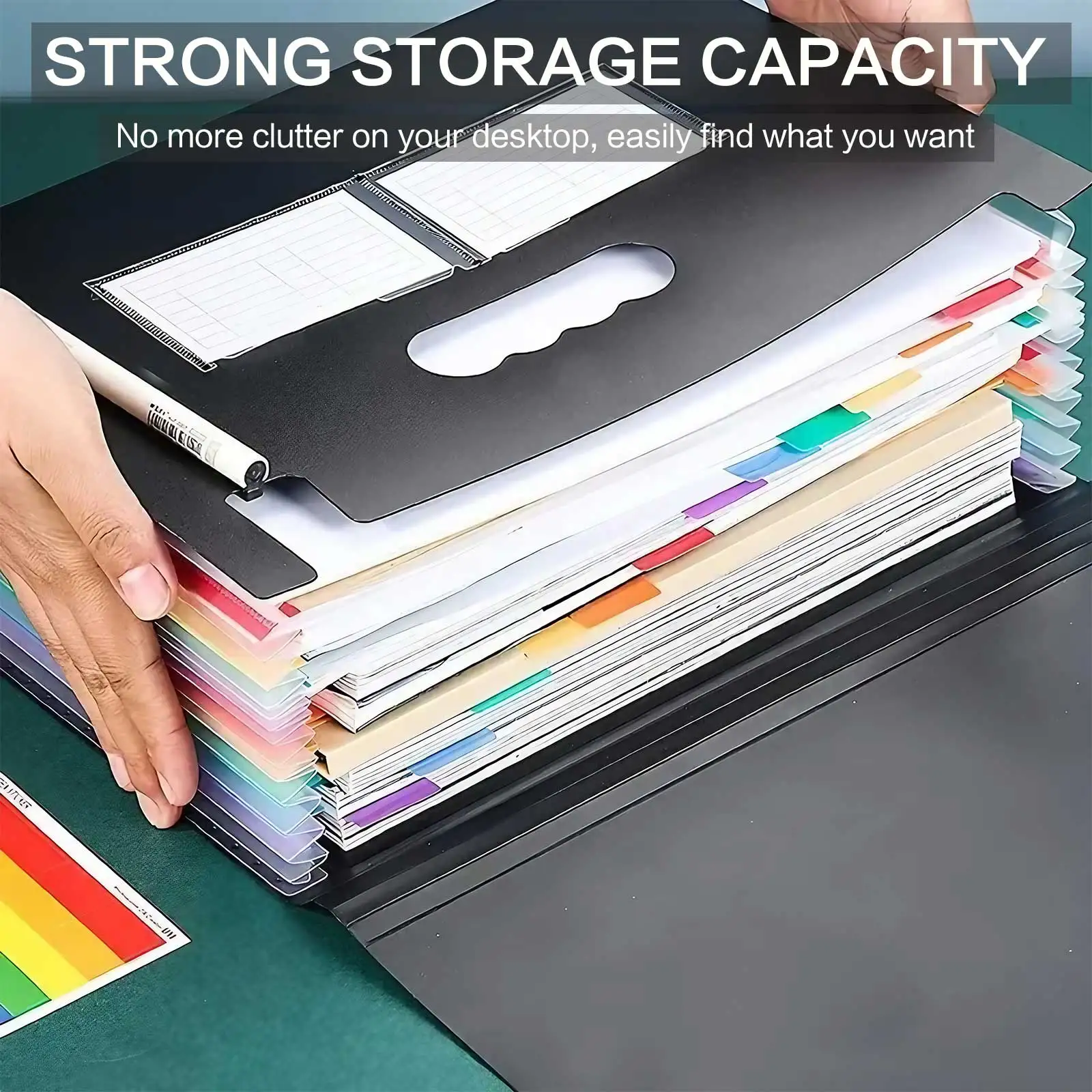 STONEGO Accordion Bag 13/25 Grid Three-side Sealed Flap Folder, Office Document Storage Bag, Durable and Waterproof Design