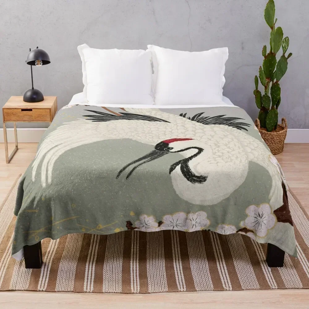 

Japanese Crane Throw Blanket Multi Use Warm Blanket for Living Room Bedroom