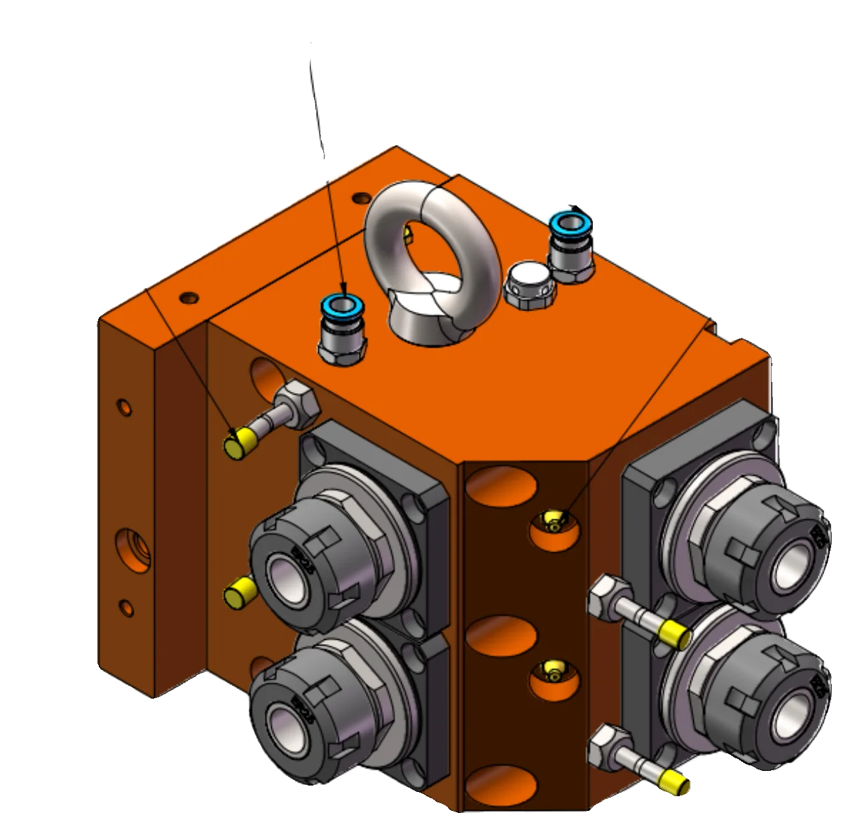 Y-axis turning and milling composite ER25 2+2 motor side mounted high-precision and high rigidity vertical power head