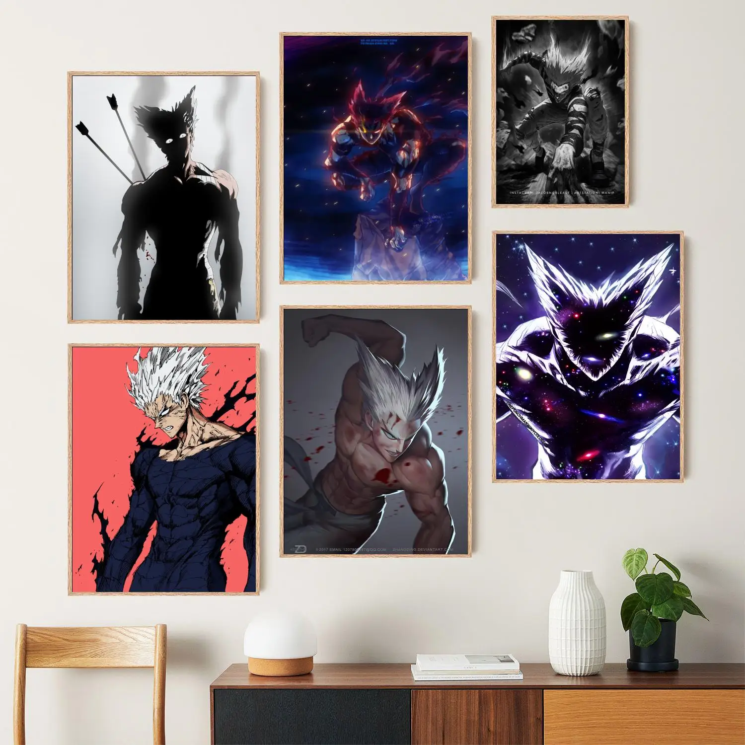 Garou one punch man Póster artístico en lienzo y arte de pared, impresión de imágenes, familia moderna, decoración de dormitorio, carteles