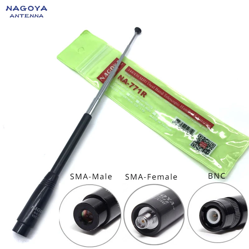 

Nagoya NA-771R Dual Band VHF UHF 144/430MHz SMA Male/ Female/ BNC Telescopic Antenna for Baofeng Accessory UV-5R 888S UV82 H777