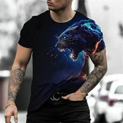 Animal T-Shirt Men 3D Leopard Printed Short Sleeve Tops Fashion Street Hip Hop T Shirt Oversized Tee Shirt Men Summer Clothing