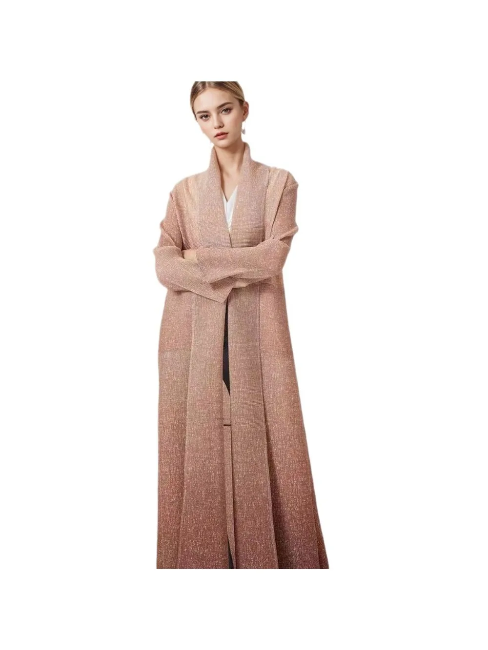 Eid Frauen Abaya Muslimischen Strickjacke Kleider Plissee Miyake Ramadan Graben Mantel Marokko Dubai Jalabiya Kaftan Vestidos Arabischen Lange Robe