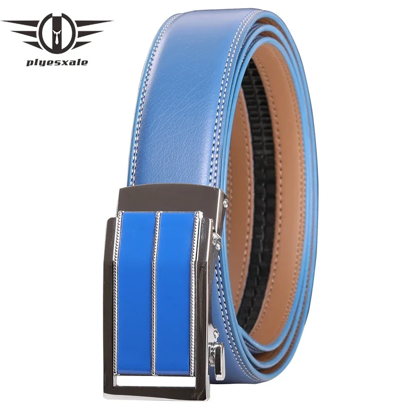 2025 New Fashion Cow Genuine Leather Men Belt High Quality Male Strap for Business Casual Jeans Waistband Blue Ceinture B359