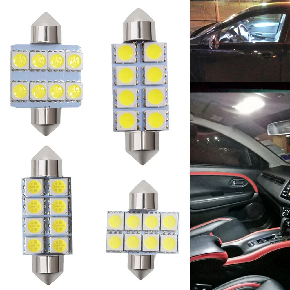 31mm/36mm/39mm/41mm 5050 8Led White Car Led DC 12V Bright C5w Parking Door Festoon Dome backup Lamp Turn signal Bulb Tail light