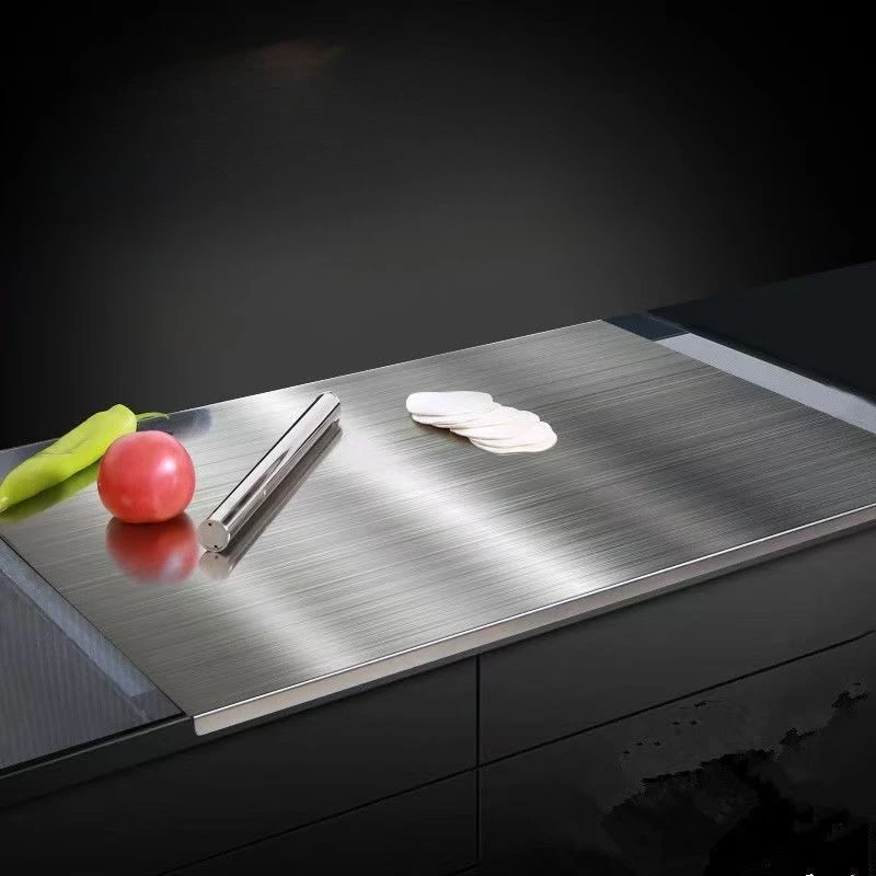 

Stainless Steel Cutting Board with Counter Lip Thicked Chopping Board for Kitchen Countertop Perfect for Cut Dough Meat Fruit