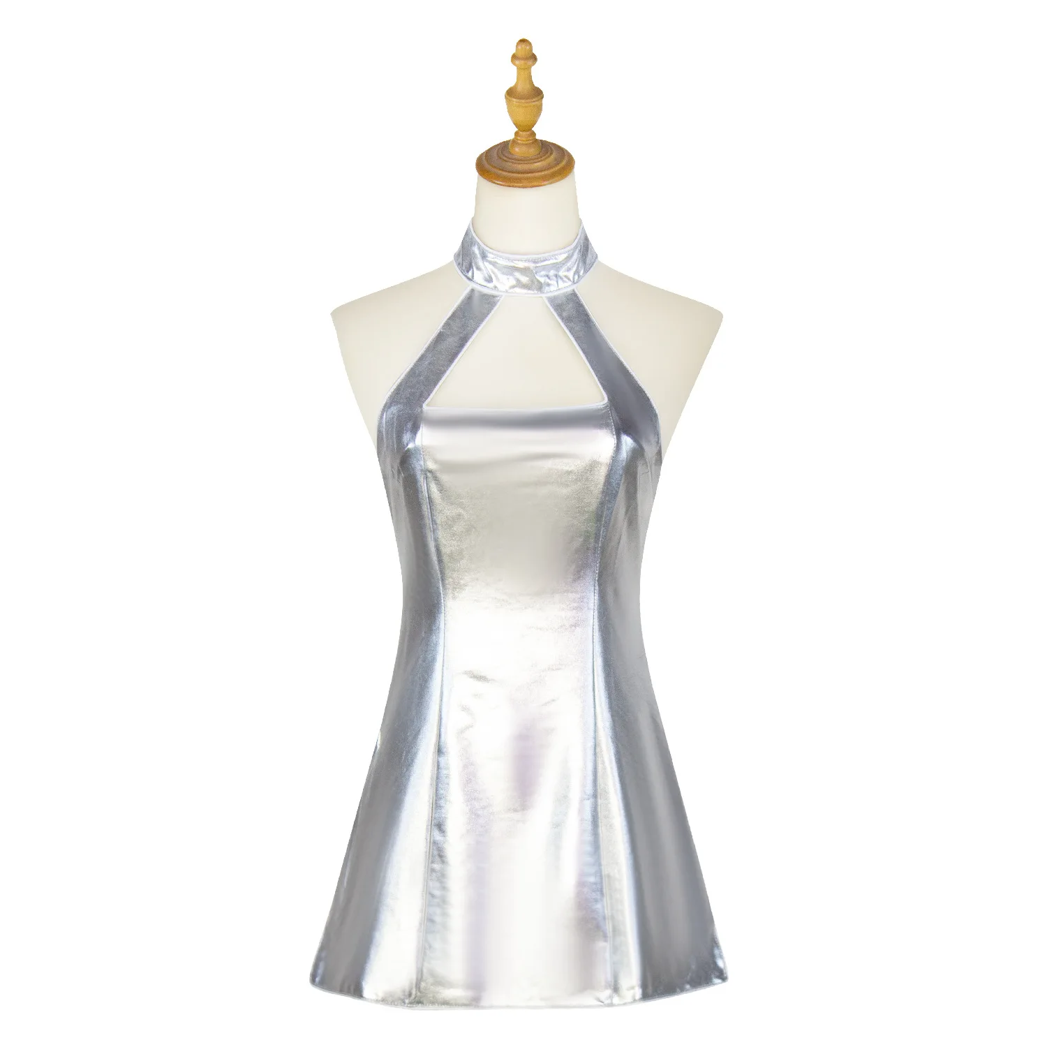 Disfraz de Cosplay de Vanessa de Austin Powers, Vestido con Tirantes, Vestido Sexy con Tirantes Plateados Elásticos, Disfraz de Halloween de Austin