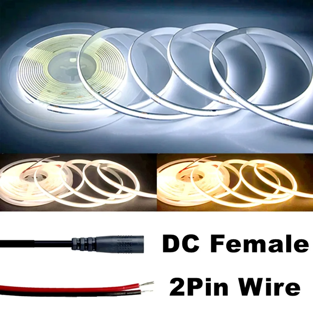 

10m 8mm COB LED Strip DC 12V 24V Warm FOB LED Light for Room Bedroom Decor 3m 5m High Density Soft Flexible Neon Tape Light Lamp