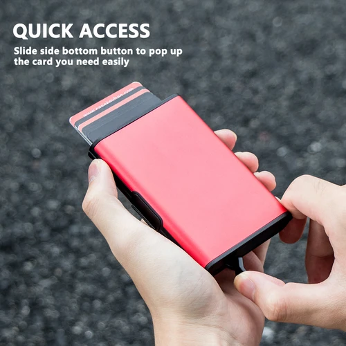 CASEKEY, nuevo diseño, cartera emergente de aluminio multifunción, bloqueo RFID, tarjetero inteligente antirrobo, Mini monedero con Clip para dinero