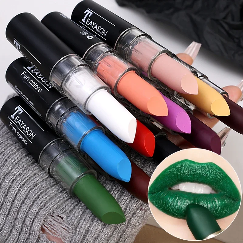 12 Colour Nude Matte Velvet Lipsticks Waterproof Long Lasting Color Rendering Non-stick Cup Solid Lip Gloss Lips Makeup Cosmetic