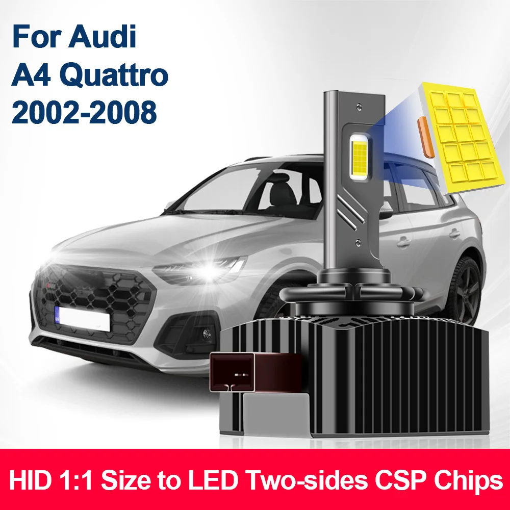 For Audi A4 Quattro 2002-2008 LED Lights Bulbs HID 1:1 Size D1S Canbus Turbo Car Headlight Lamp 110W/Pair 30000LM