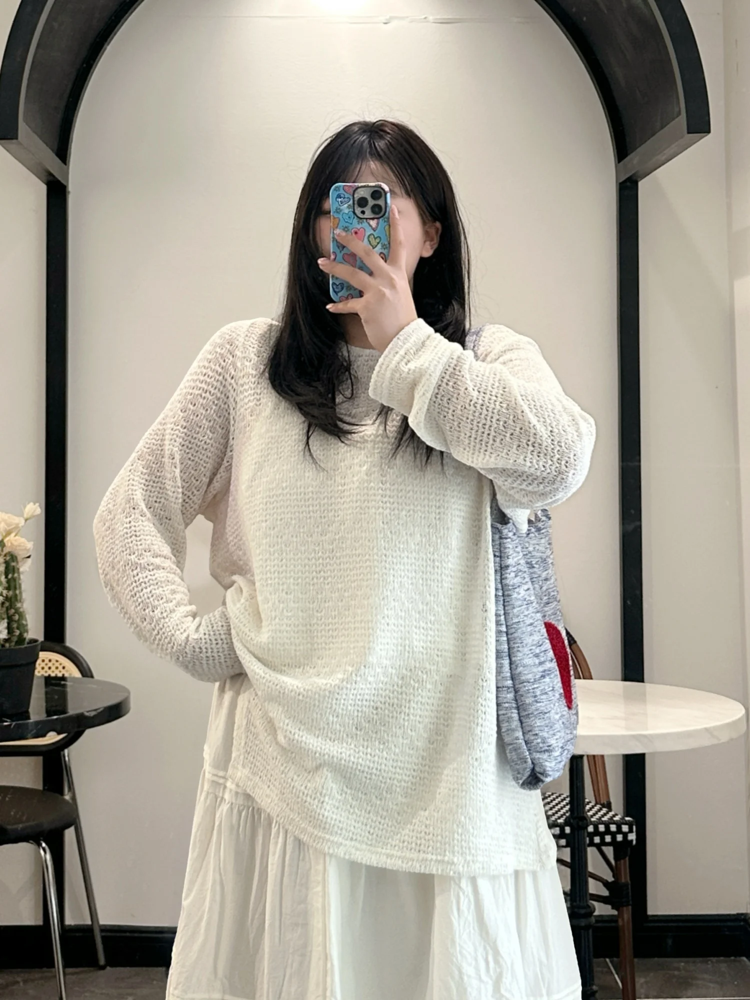 

plus Size Women's Knitted Hollow out Long Sleeve Top Spring New Loose Meat Concealing Slimming Clothing Commute Style Polyest...