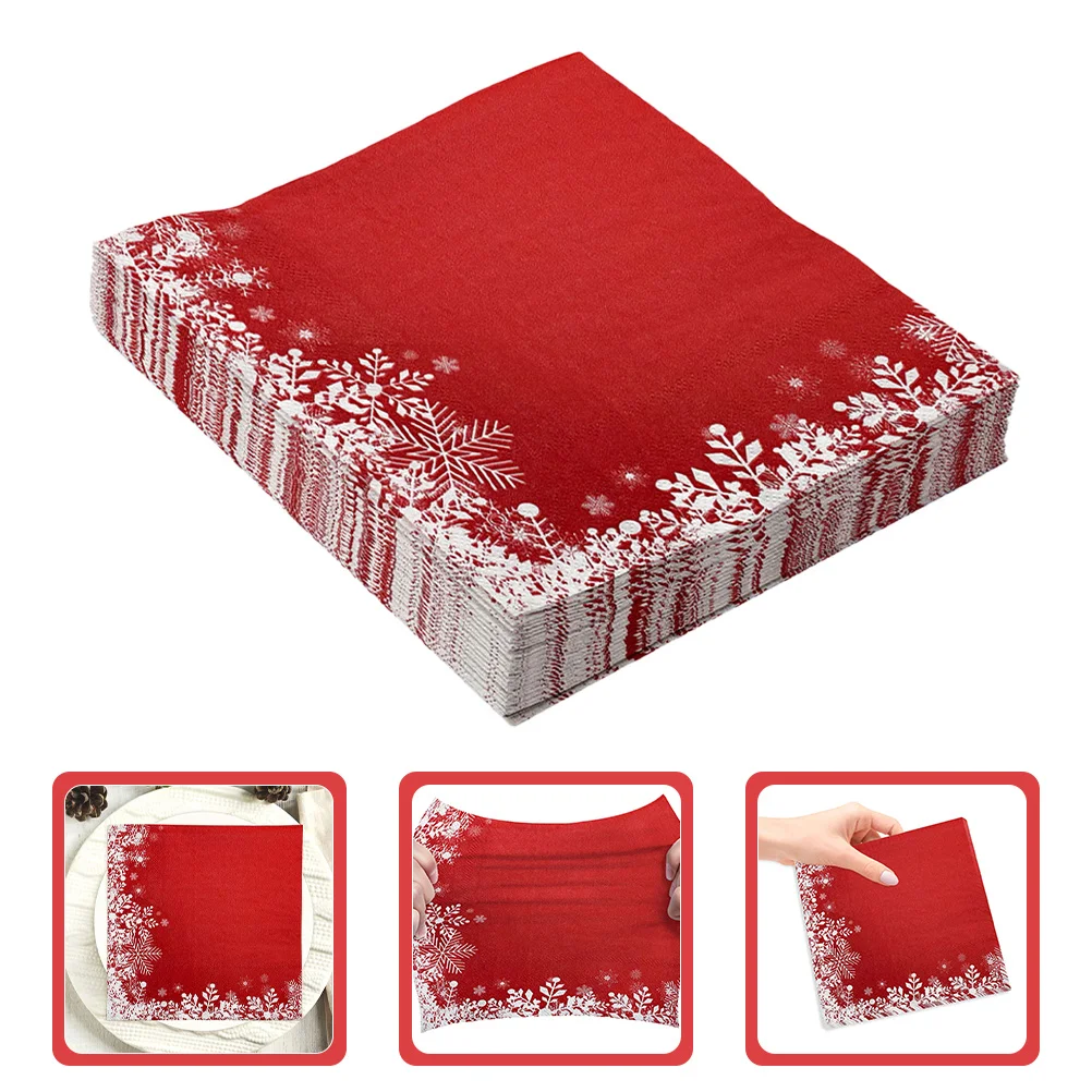 

Christmas Snowflake Napkins Red and White Festive Paper Napkin Set for Party Table Decoration and Holiday Kitchen Use