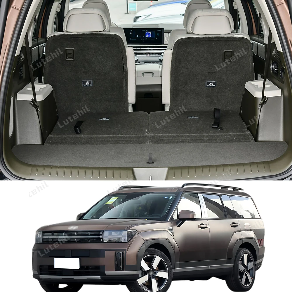 Cargo Liner For Hyundai Santa Fe 6-Seat 2024 2025 2026 Car Trunk Mats Carpet With Backrest Protectors Cargo Mats Accessories
