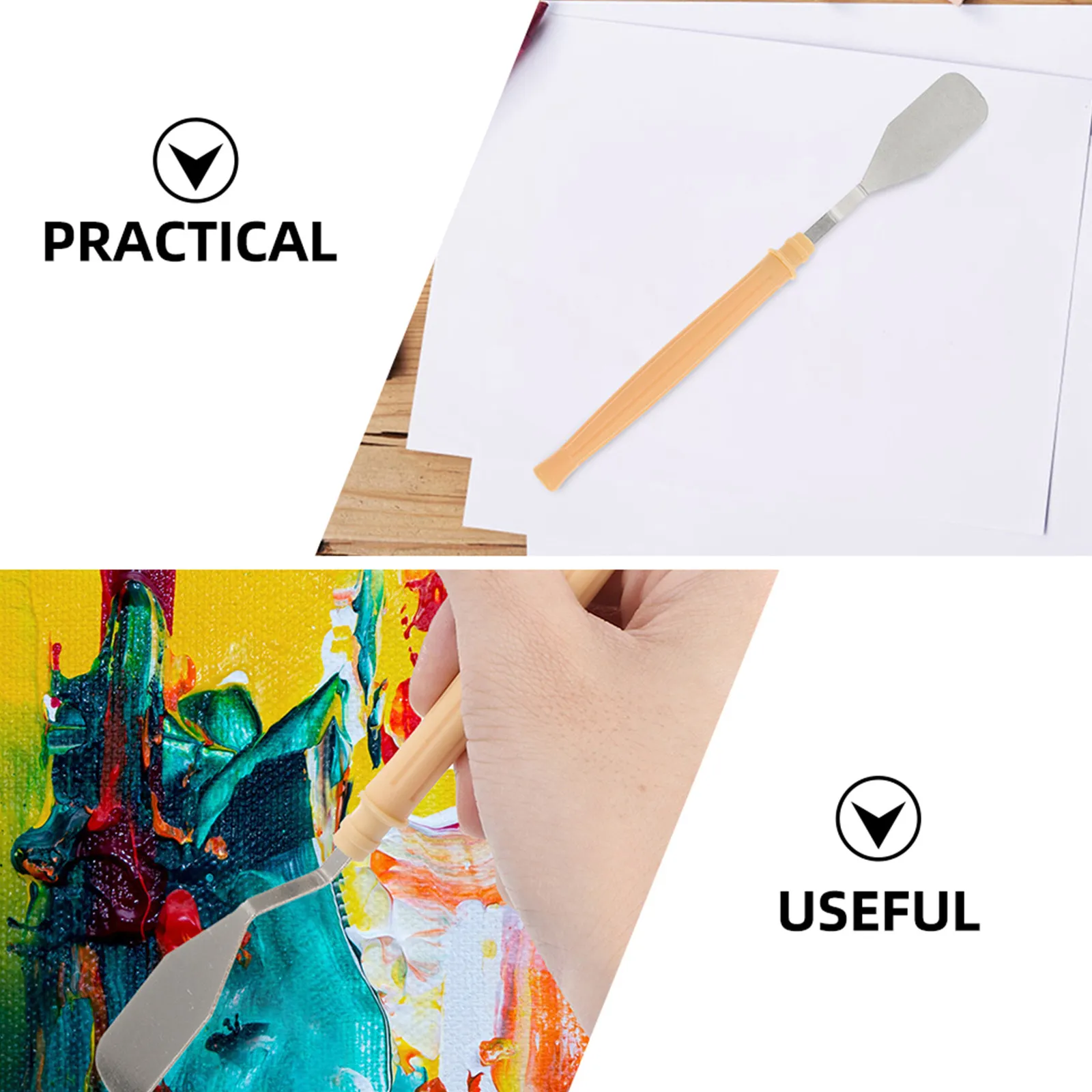 12Pcs Metal Art Painting Scrapers Plastic Handle Ergonomic Painting Mixing Tools for Oil Watercolor Canvas Pigment Mixing