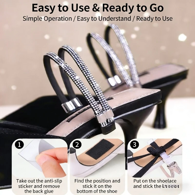 1 Pair Dual Purpose Heel Lock Strap,No Install Adjustable Elastic Band for Heels Sandals Luxury Anti Slip Invisible Ankle Strap