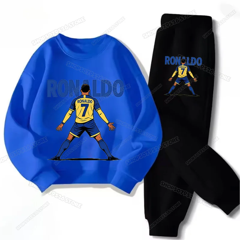 Cr7 Print Children Autumn Sportswear Set Ronaldo Boy Girl Thin Hoodies Sweatpants Kids Hooded Sweatshirt Jogger Pants Outfits