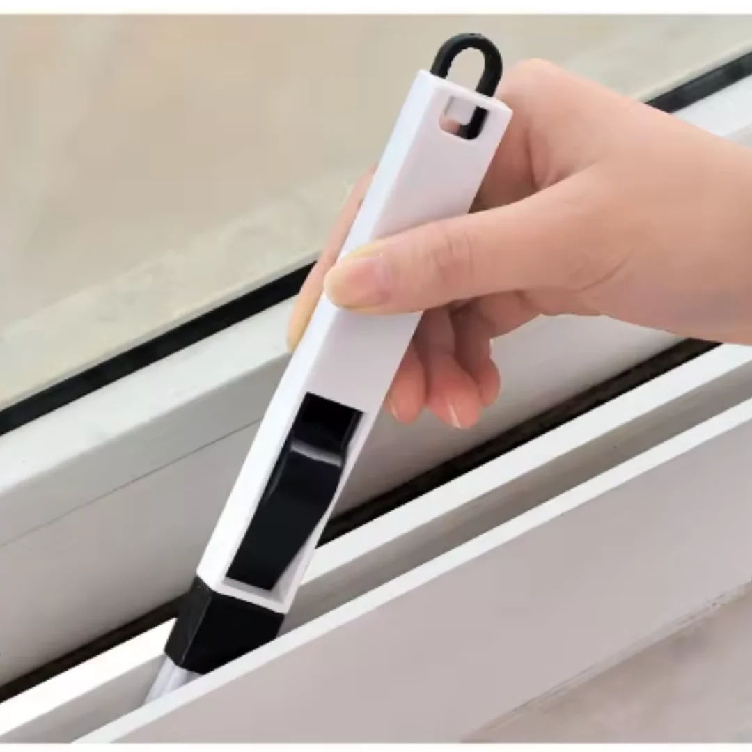 2 In 1 Window Groove Cleaning Brush, Portable Crevice Dustpan Cleaner for Window Track Keyboard Tile Gap Household Cleaning Tool