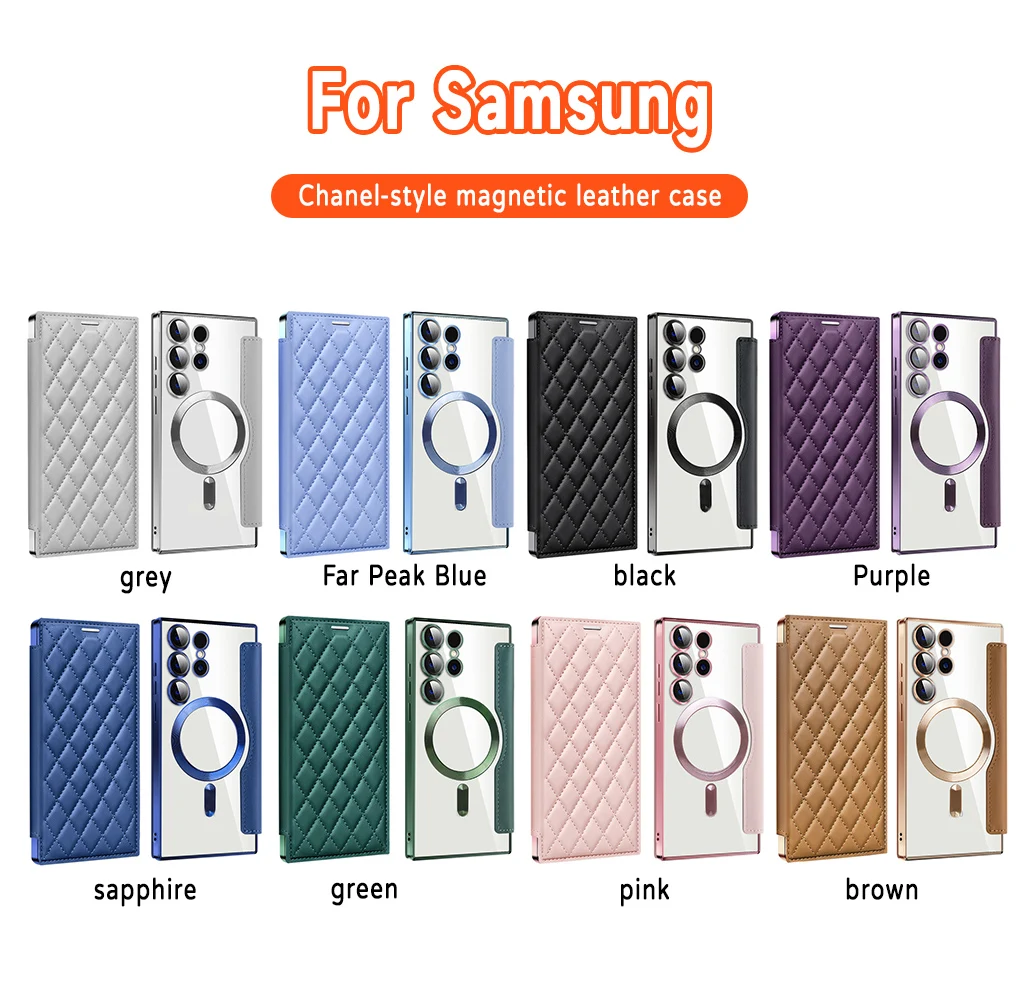 Wallet Case for Samsung Galaxy S26+ Compatible with MagSafe Leather Flip Card Holder Clear Magnetic Back Shockproof Case