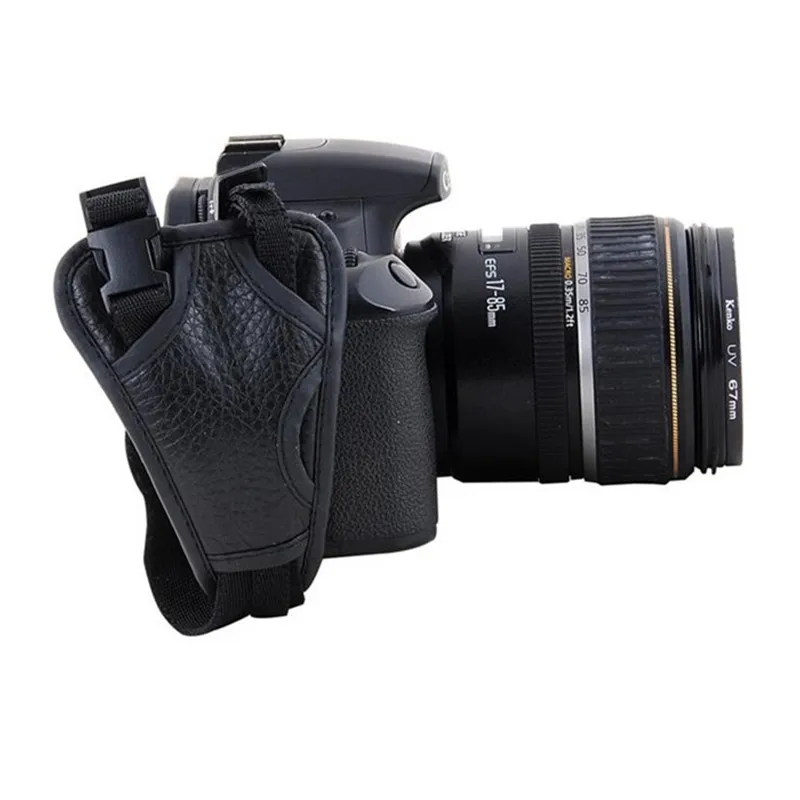 Universal Soft Leather Triangle Camera Wrist Strap Hand Grip for DSLR with 1/4'' Thread Screw - Durable Support Strap